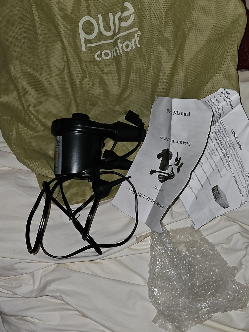 Black AC Electric Air Pump - Portable Inflator NEW